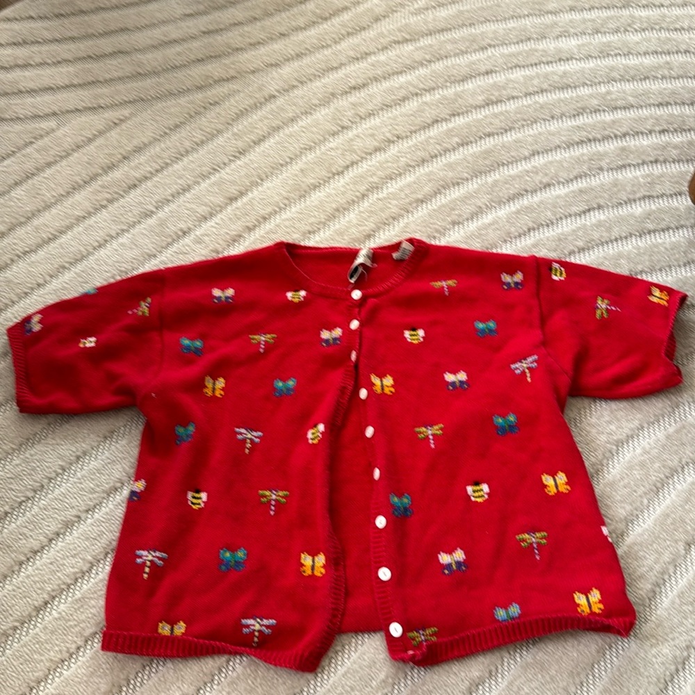 Vintage Embroidered Red Sweater Top